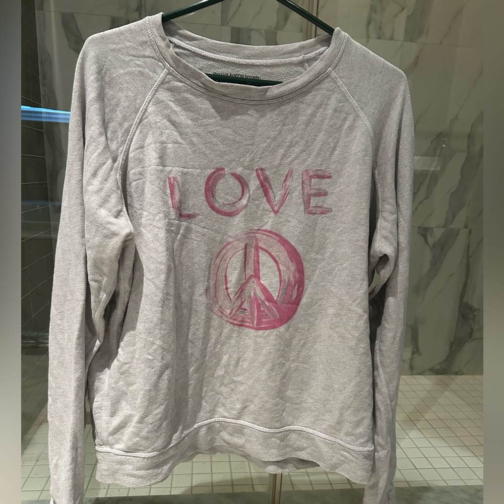 Good hYOUman Gray Sweatshirt with Pink Design